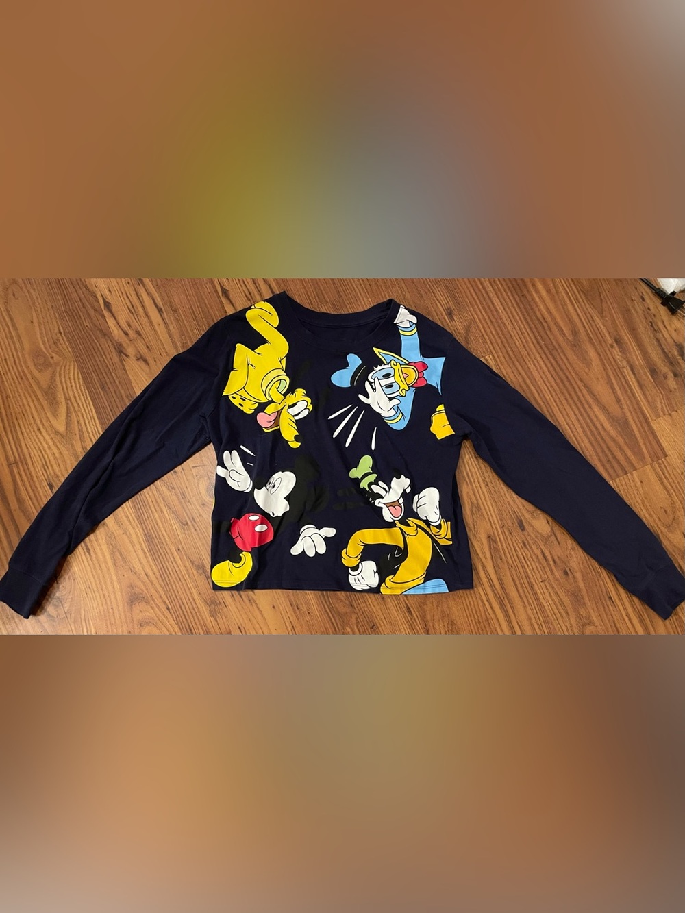 Disney Navy Long Sleeve Tee with Mickey, Donald, Goofy & Pluto